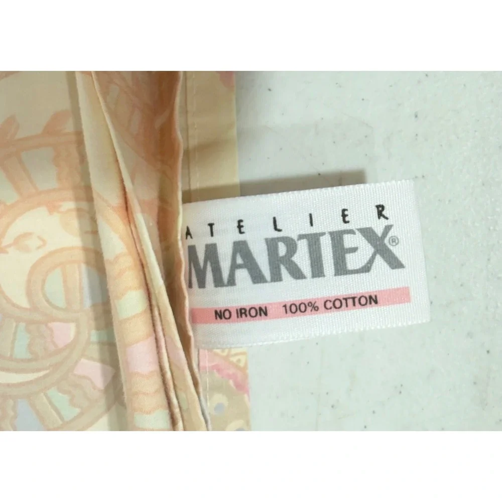 Atelier Martex Full Sheet Set Cream Pink Floral Paisley Cotton Vintage USA READ